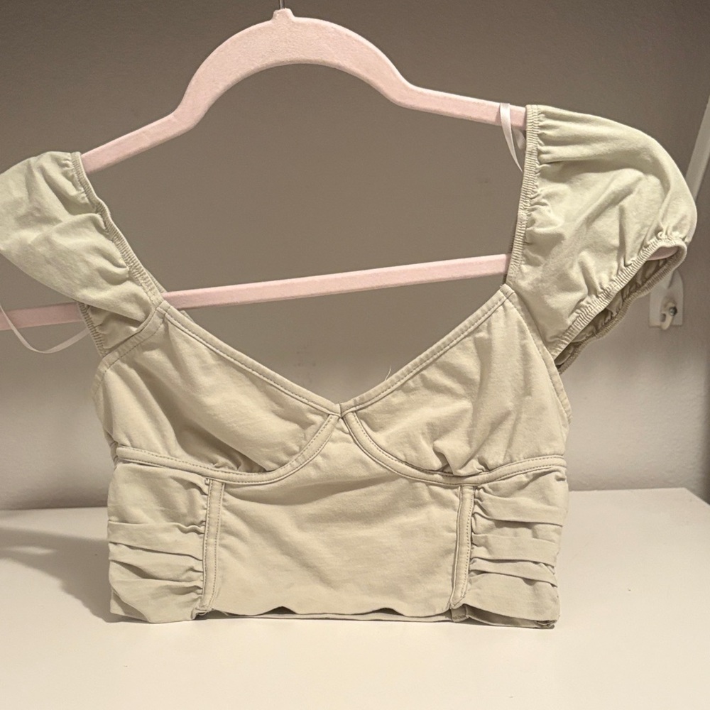 Princess Polly light green Puff Sleeve Crop Top